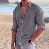 AIDASE  -  Men'S Casual Button Down Shirt Long Sleeve Linen Chambray Shirt Fashion Regular Cuff Men'S Shirt With Pocket roupas masculinas aidase-shop