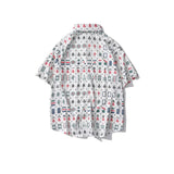 AIDASE  -  Europe American Street Retro Fun Printed Short Sleeved Shirt Men's Trendy Loose BF Casual Half Sleeved Shirts Poker Mahjong Tops aidase-shop