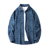 AIDASE  -  Lapel Collar Casual Shirt Jacket Retro Plaid Tie-dye Men's Cotton Shirt Coat Long Sleeve Casual Single Breasted 5Colors aidase-shop