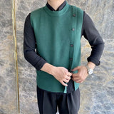 Aidase Men's Clothing Green Knit Sweater Male Crewneck Sleeveless Business Waistcoat Vest Round Collar Free Shipping Fashion 2023 Tops aidase-shop