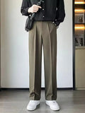 AIDASE  -  Summer Straight Pants Korean Fashion Casual Trousers Lightweight Breathable Semi-Wide Slacks Drape Suit Street Pants Male aidase-shop