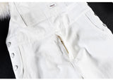 AIDASE  -  Men White Denim Bib Overalls Shorts Loose Big Pocket Cargo Dungarees Summer Casual Jumpsuits Coveralls aidase-shop