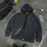 AIDASE  -  Autumn Fashion Men's Jacket Coat Long Sleeve Loose Zipper Hoodies Streetwear Hooded Casual Outwear Black Gray aidase-shop