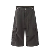 AIDASE  -  Cargo Cropped Pants Mens Summer New Multiple Pockets Casual Wide Leg Tooling Shorts Street Retro Paratrooper Overalls Thin aidase-shop