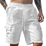AIDASE  -  cotton and linen tooling shorts, drawstring elastic waist, multi-pocket breathable five-point casual pants aidase-shop