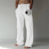 Aidase Vintage Men Cotton Linen Pants Drawstring Elastic Oversize Jogger Hip Hop Print Long Trousers Spring Summer New casual pants