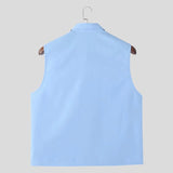 AIDASE  -  Tops American Style Fashion New Men's Solid Vests Casual Clubwear Hot Sale Male Lapel Collar Design Tank Tops S-5XL aidase-shop