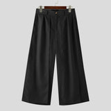 AIDASE  -  Men Wide Leg Pants Solid Color Button Joggers Loose Casual Irregular Trousers Men Streetwear Fashion Long Pants aidase-shop