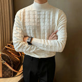 AIDASE  -  Mr. NR Briti Sle  Color f High Collar Knitted Long Sve Wave Pattern Elastic Base irt Sweater for Men Casual aidase-shop