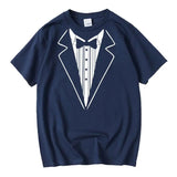 AIDASE  -  Summer New Men's Short Sleeved Personalized Tie Printed T-shirt Round Neck Business Casual Male Top aidase-shop
