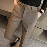 AIDASE  -  Men's Black Textured Trousers, Fashionable Slim-fit Formal Trousers, Adjustable Waist Casual Trousers, Asian Fit aidase-shop