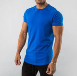 Aidase Cotton Plain Tops Tees Fitness Mens T Shirt Short Sleeve Muscle Joggers Bodybuilding Tshirt Male Gym Clothes Slim Fit Shirt aidase-shop