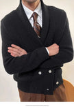 AIDASE  -  Light Luxury High-end Heavy Knitted Jacket Men Green Fruit Collar Double Breasted Sweater Warmth. New Autumn Winter Cardigans aidase-shop