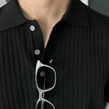 AIDASE  -  Men's Fashion Lapel Short Sleeve Ribbed Texture Breathable Skin-friendly Casual Versatile Business Commute Daily Wear Polo Shirt aidase-shop