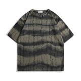 AIDASE  -  Men's Summer Abstract Wave Print T-shirt Casual Loose Short Sleeve V-neck Tee Streetwear Top aidase-shop