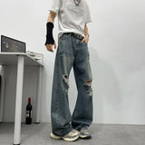 AIDASE  -  Summer New Ripped Men's Jeans 2025 Fashion Niche Design Straight-leg Loose Men Denim Pants High Street Menswear 21E6703 aidase-shop