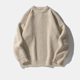 AIDASE  -  Men's Casual Loose Knitted round Neck Sweater Base Shirt Pure Color Simple Match Autumn Daily Wear Comfortable Loose Fit Top aidase-shop