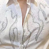 Aidase High Quality Luxury Rhinestones Shirt For Men Trend Fashion Versatile Hot Diamond Flash Fire Drilling Shirt Camisas De Hombre aidase-shop