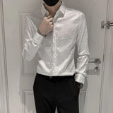 Aidase Dot Clothing Long Sleeve Shirts and Blouses for Men Floral Printed Man Tops Vintage Korean Style Cool Elegant Comfortable Silk