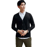 AIDASE  -  M-4XL Autumn Men's Knitted Cardigan Thin V-neck Basic Elastic Slim Fit Thin Sweater Solid Color Casual Versatile Coat aidase-shop