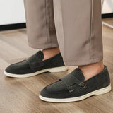 AIDASE  -  Suede Leather Men's Business Casual Shoes Handmade Double Buckle Loafers Leisure Slip on Flats Outdoor Male Driving Moccasins aidase-shop