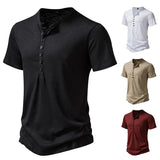 AIDASE  -  Men's Henry casual fashion basic short sleeve fashion pullover T-shirt aidase-shop