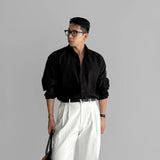 AIDASE  -  Lapel Pit Stripe Texture Long Sleeve Shirt Men's Casual Business Shirt High-end Drapery Light Versatile Top Male Blouse aidase-shop