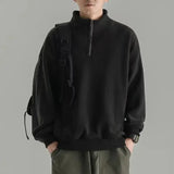 Aidase Sweatshirts for Man Top Hoodieless Men's Clothing Solid Pullover Fleeced Half Zip Sweat Shirt Funny Harajuku Fashion Autumn Emo aidase-shop