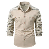 AIDASE  -  New Long Sleeve Shirts Men Camouflage Patchwork Casual Shirt Fashion Turn Down Collar Male Outdoor Cargo Blouse Four Seasons aidase-shop