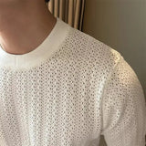 AIDASE  -  Honeycomb Mesh Knitted T-shirt Men Summer Short Sleeved Hollow Ice Silk Top Tee Business Casual British Luxury Tshirts Male aidase-shop