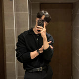 AIDASE  -  Men's New Solid Color Polo Neck Half Button Knitted Pullover Casual Simple Trendy Daily Wear Business Commute Pullover Sweater aidase-shop