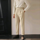 AIDASE  -  Men's Light Luxury Fitting Well Draped Baggy Suit Pants Casual Button-down Solid Color Straight Premium Elegant Dress Pants aidase-shop