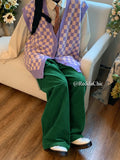 Aidase Fall Winter Corduroy Green Pants Men Striped Wide Leg Casual Slacks High Rise Trousers Holiday Party Vintage Clothes