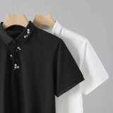 AIDASE  -  Embroidered Floral Men Short Sleeve T-Shirt Summer New Fashion Lapel Simple Men's Tees Versatile Casual Menswear 21E6538 aidase-shop