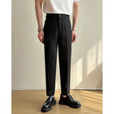 AIDASE  -  Summer Men's Straight Slim Fit Korean-style Tapered Solid Color Dress Pants Casual Trousers  28-38 aidase-shop