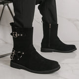 AIDASE  -  Winter Men High-top Chelsea Boots Black American Casual Side Zipper Fashion Buckle High-quality Boots Outdoor Training Boots Men aidase-shop