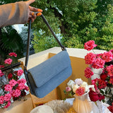 AIDASE  -  Fashion Denim Shoulder Bag Women Casual Tote Small Canvas Flap Underarm Bag Purse Blue  Jeans Handbag aidase-shop