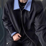 AIDASE  -  New Fashion Autumn Men Plaid Color-coded Turn-down Collar Long Sleeve Zipper Casual Trendy Simple Jackets Male Coats Clothes aidase-shop