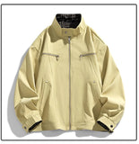 AIDASE  -  American Style Spring Autumn New Fashion Men's Spliced Casual Trendy Simple Basic Loose Stand Collar Long Sleeve Jackets Coats aidase-shop