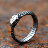 Aidase NEW Men's 316L stainless-steel rings Viking Snake head animal Amulet RING for teens fashion Jewelry Gifts