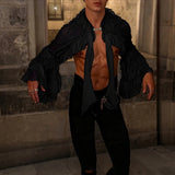 AIDASE  -  Men Shirt Solid Color Chiffon See Through Ruffle Irregular Shirts Men Cardigan Streetwear Sexy Fashion Party Camisa aidase-shop