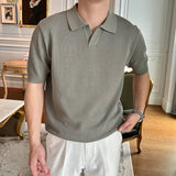 AIDASE  -  Summer Thin Ice Silk Casual Polo Shirts Men Knitted Short Sleeve Turn-down Collar Pullover Top For Mens Fashion Solid Polo Shirt aidase-shop