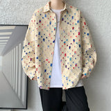 Aidase Oversized Colorful Plaid Shirt Mens Cotton Hollow Out Shirts Men Streetwear Loose Casual Long Sleeve Hole Patch Shirts M-5XL