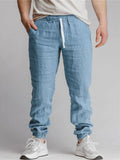 AIDASE  -  Sports Breathable Loose Drawstring Trousers For Men Spring Summer Daily Casual Solid Color Linen Pants Mens Leisure Linen Pants aidase-shop