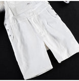 AIDASE  -  Men White Denim Bib Overalls Shorts Loose Big Pocket Cargo Dungarees Summer Casual Jumpsuits Coveralls aidase-shop