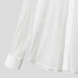 AIDASE  -  Men Shirt Mesh See Through Striped Lapel Long Sleeve Men Clothing Sexy Streetwear Party Fashion Tops Male Shirts aidase-shop