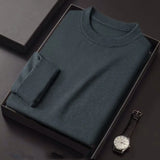 Aidase Autumn/Winter Men's Solid Color Slim Fit Pullover Fake Two Pieces Casual Fashion Elegant Commuter Knitted Bottom Shirt aidase-shop
