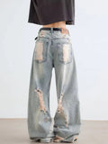 AIDASE  -  Men's Ripped Jeans Korean Style Trendy High Street Stylish Versatile Trousers 2025 Autumn Niche Design Denim Pants 21E7188 aidase-shop