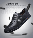 AIDASE  -  Men's Casual Leather Shoes Knot Business Leisure British Style round Toe Low Heel Anti-Slip Leather Lined Rubber Bottom aidase-shop