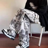 AIDASE  -  American Washed Tie Dye High Street Casual Pants Loose Straight Leg Long Trousers Men Women New Fashion Spring Autumn Versatile aidase-shop